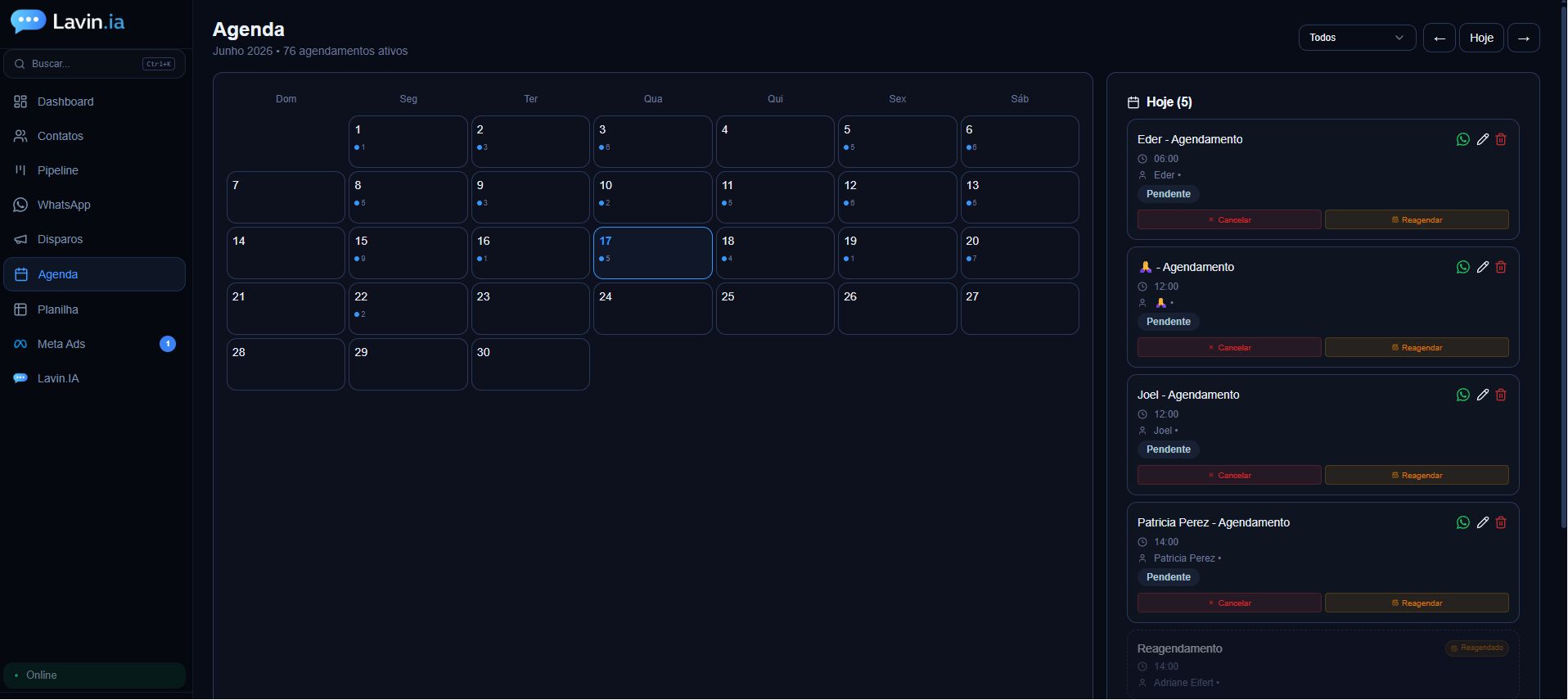 Agenda inteligente com confirmações automáticas